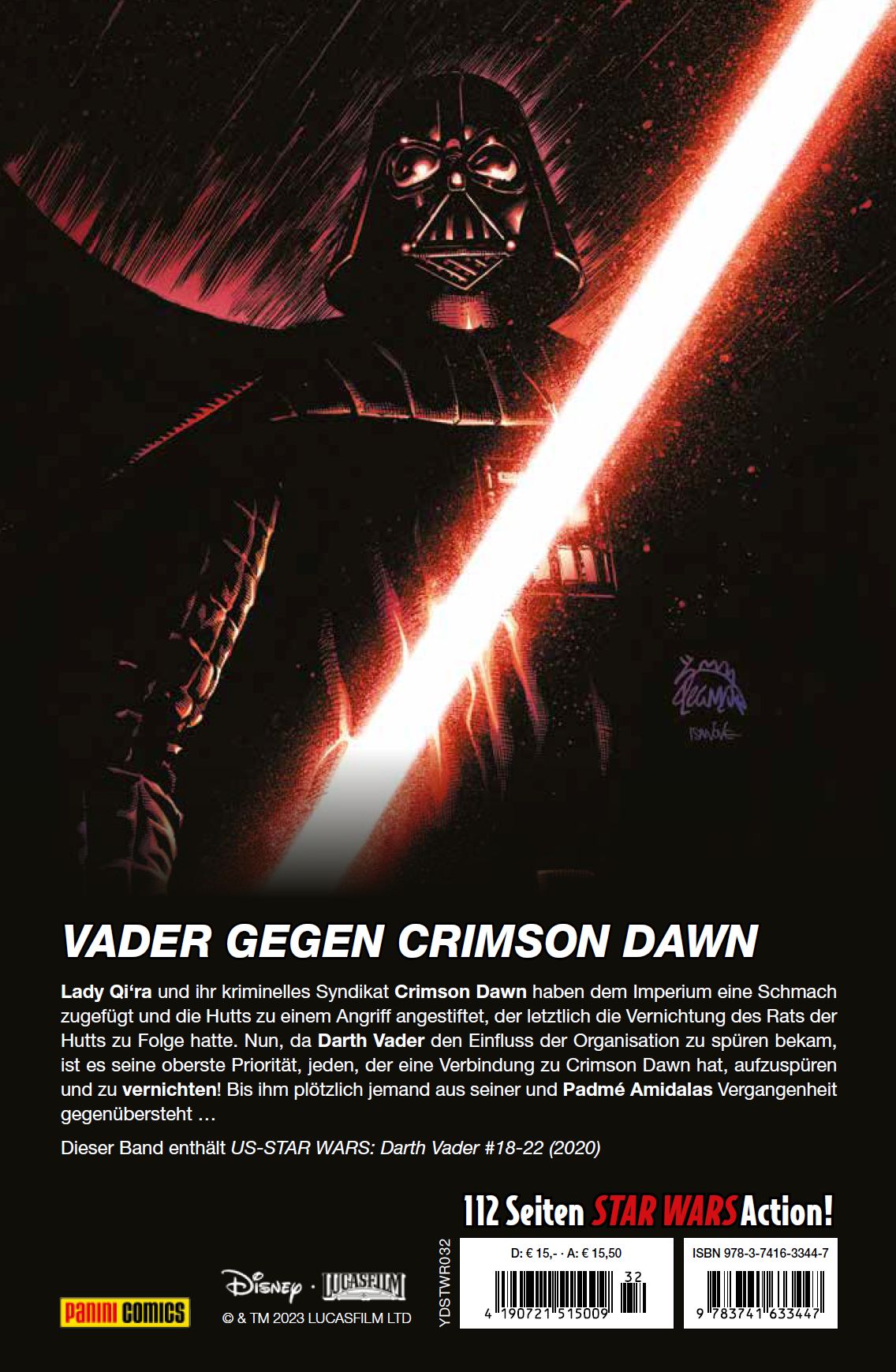 Rückseitencover Star Wars Comics: Darth Vader - Jagd auf Crimson Dawn