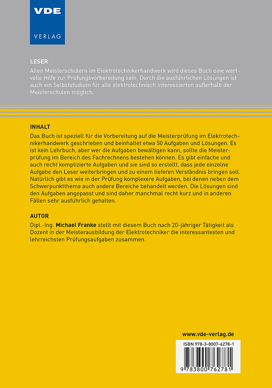 Rückseitencover Meisterprüfung Elektrotechnik