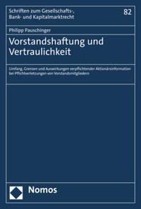 Vorderes Coverbild Vorstandshaftung und Vertraulichkeit