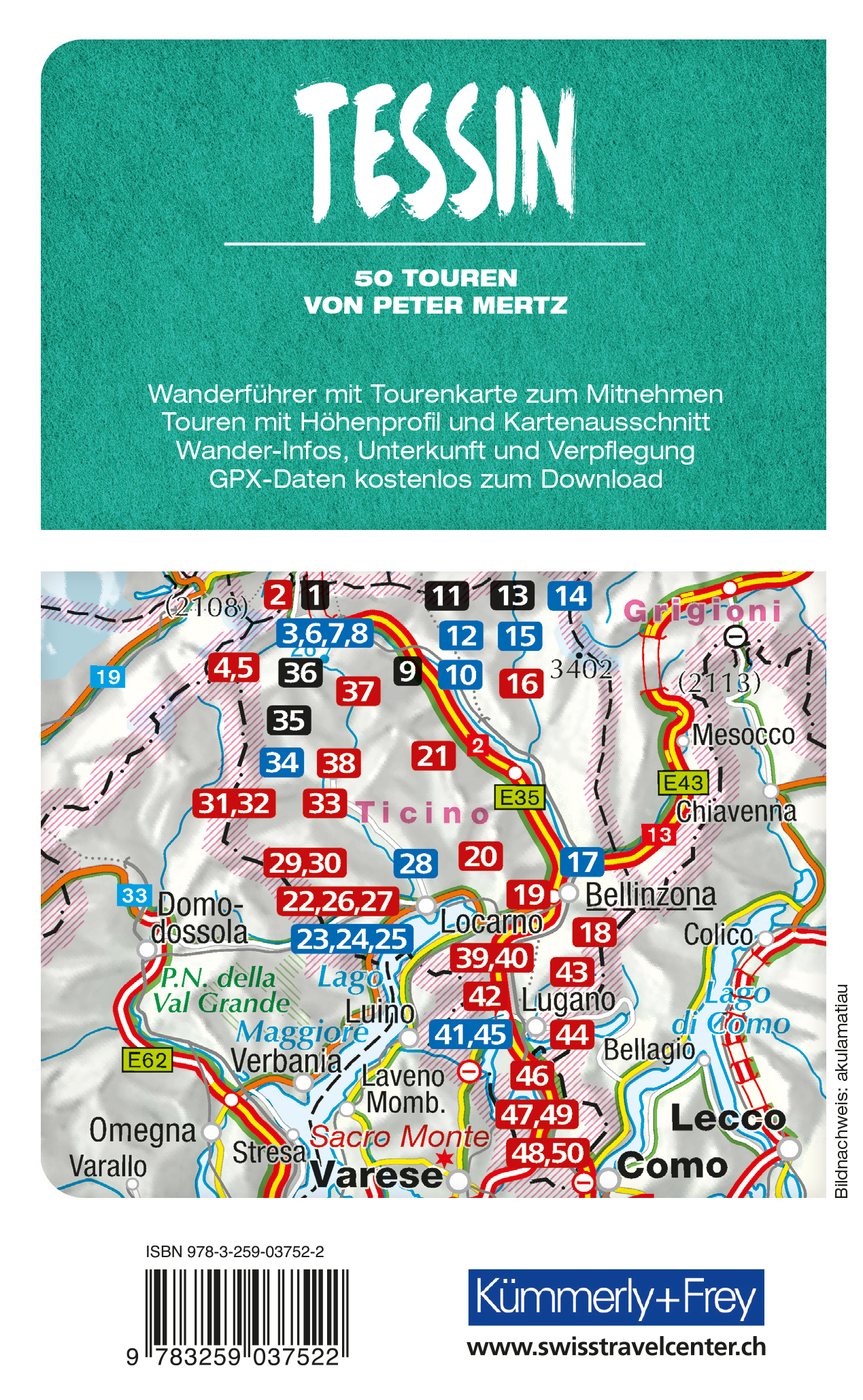 Rückseitencover Kümmerly+Frey Wanderführer Tessin