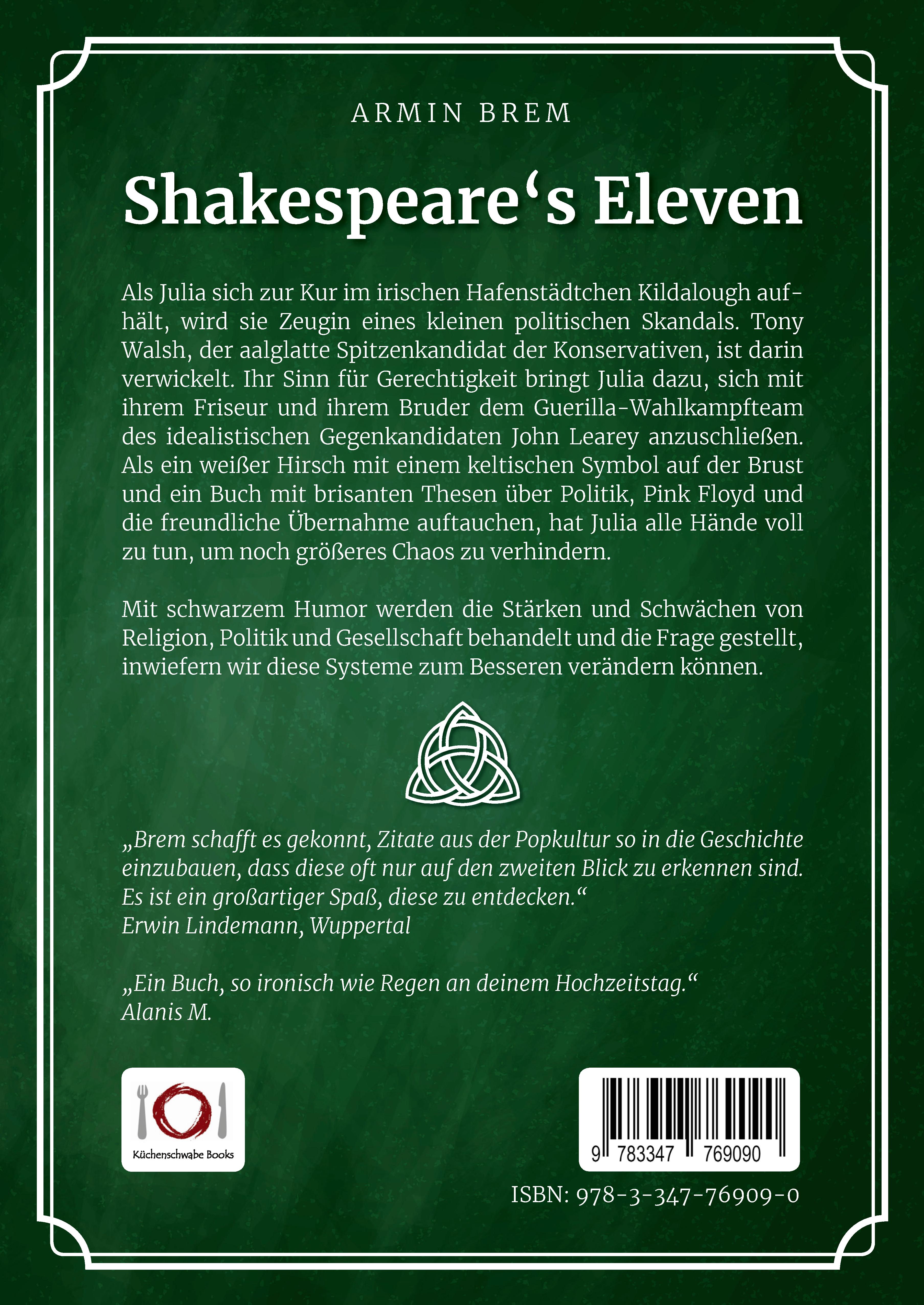 Rückseitencover Shakespeare´s Eleven