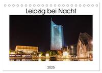 Vorderes Coverbild Leipzig bei Nacht (Tischkalender 2025 DIN A5 quer), CALVENDO Monatskalender