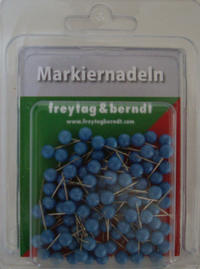 Vorderes Coverbild Markiernadeln, Blau