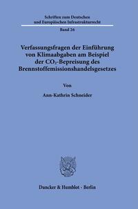 Vorderes Coverbild Verfassungsfragen der Einführung von Klimaabgaben am Beispiel der CO2-Bepreisung des Brennstoffemissionshandelsgesetzes