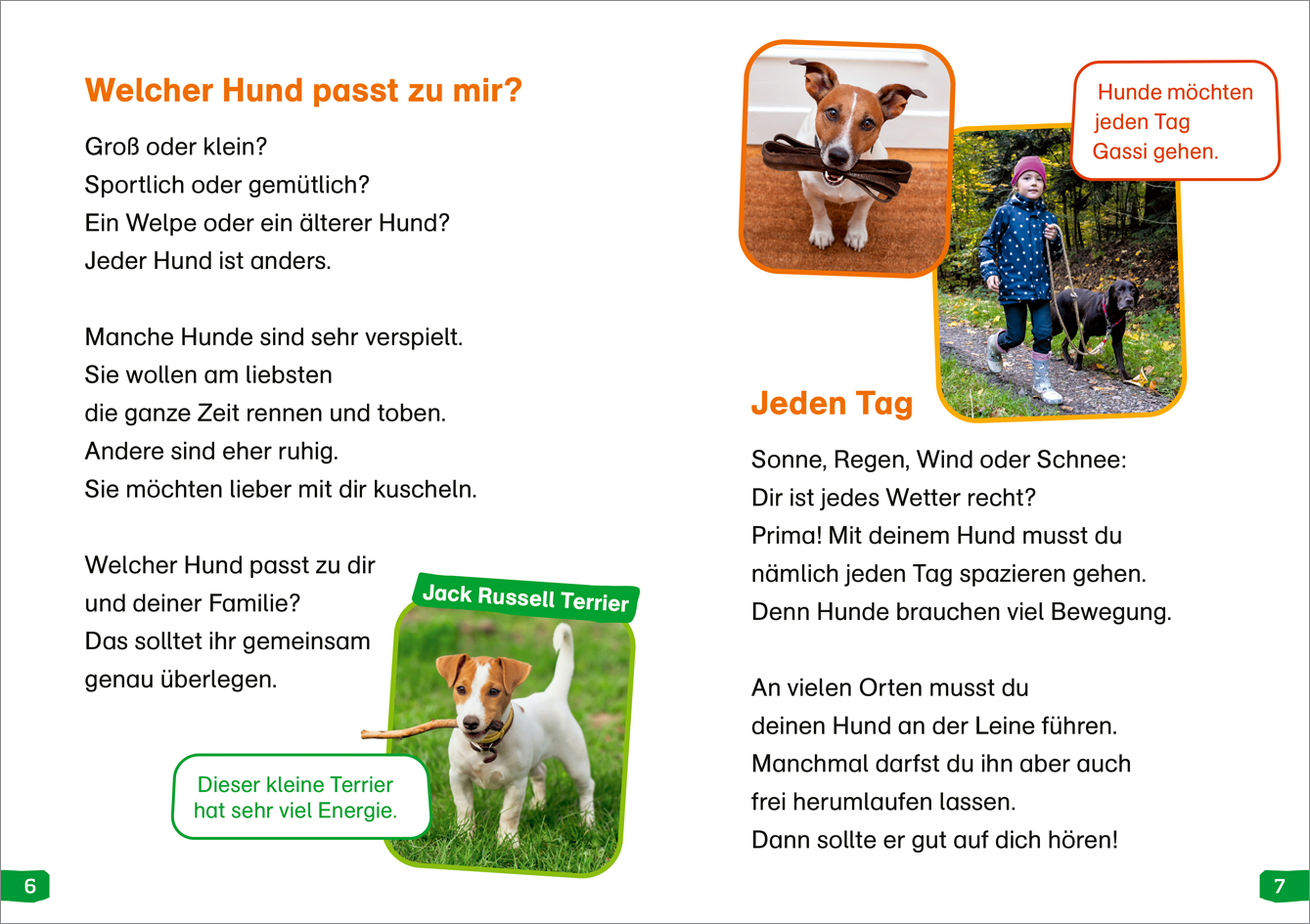 Beispielinhalt (Bild) WAS IST WAS Erstes Lesen easy! Band 9. Hunde - meine Lieblingstiere