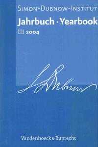 Vorderes Coverbild Jahrbuch des Simon-Dubnow-Instituts / Simon Dubnow Institute Yearbook III/2004