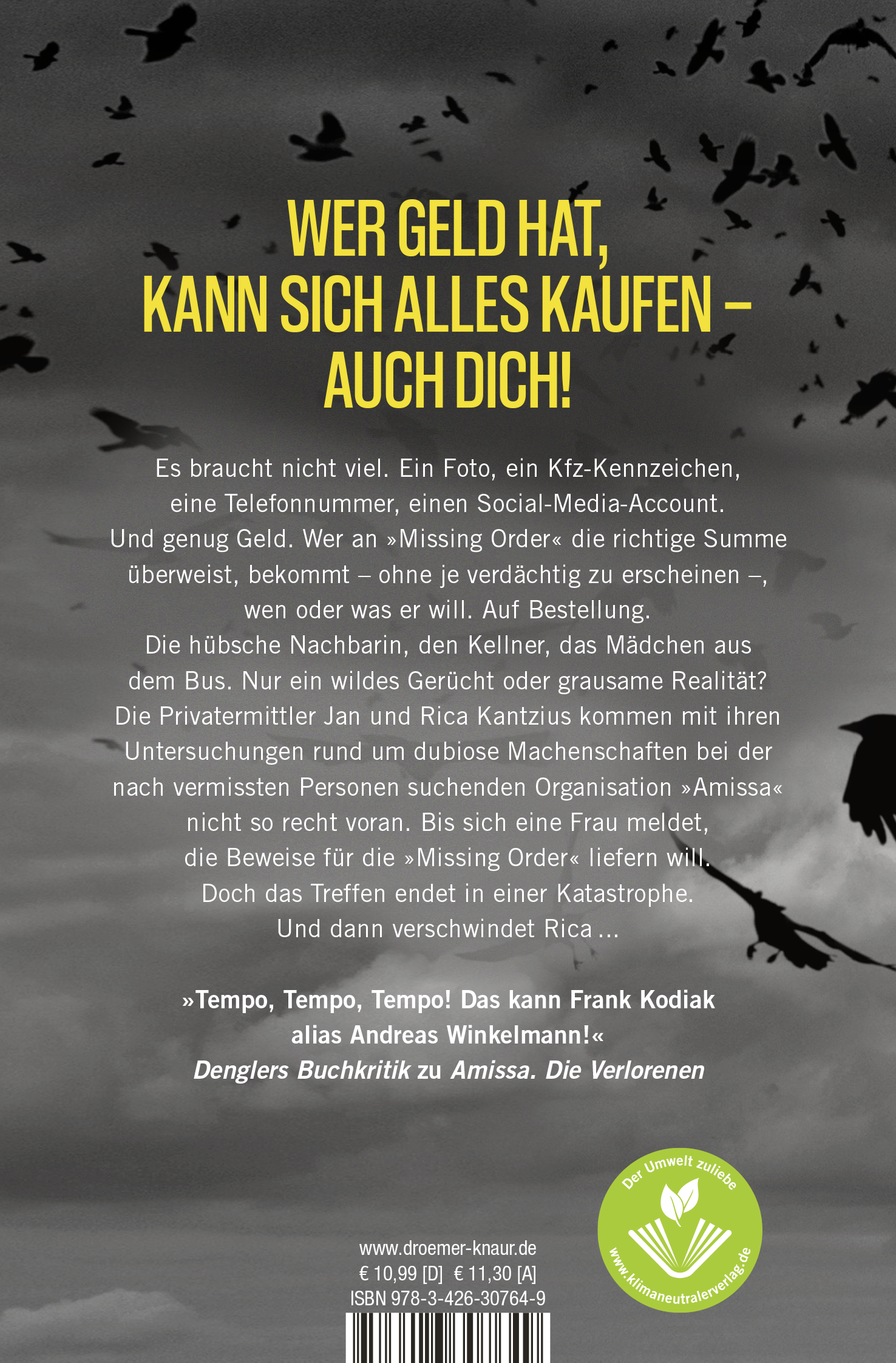 Rückseitencover Amissa. Die Vermissten