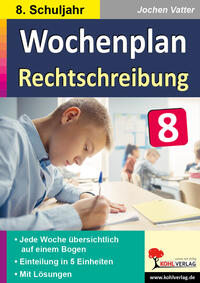 Vorderes Coverbild Wochenplan Rechtschreibung / Klasse 8