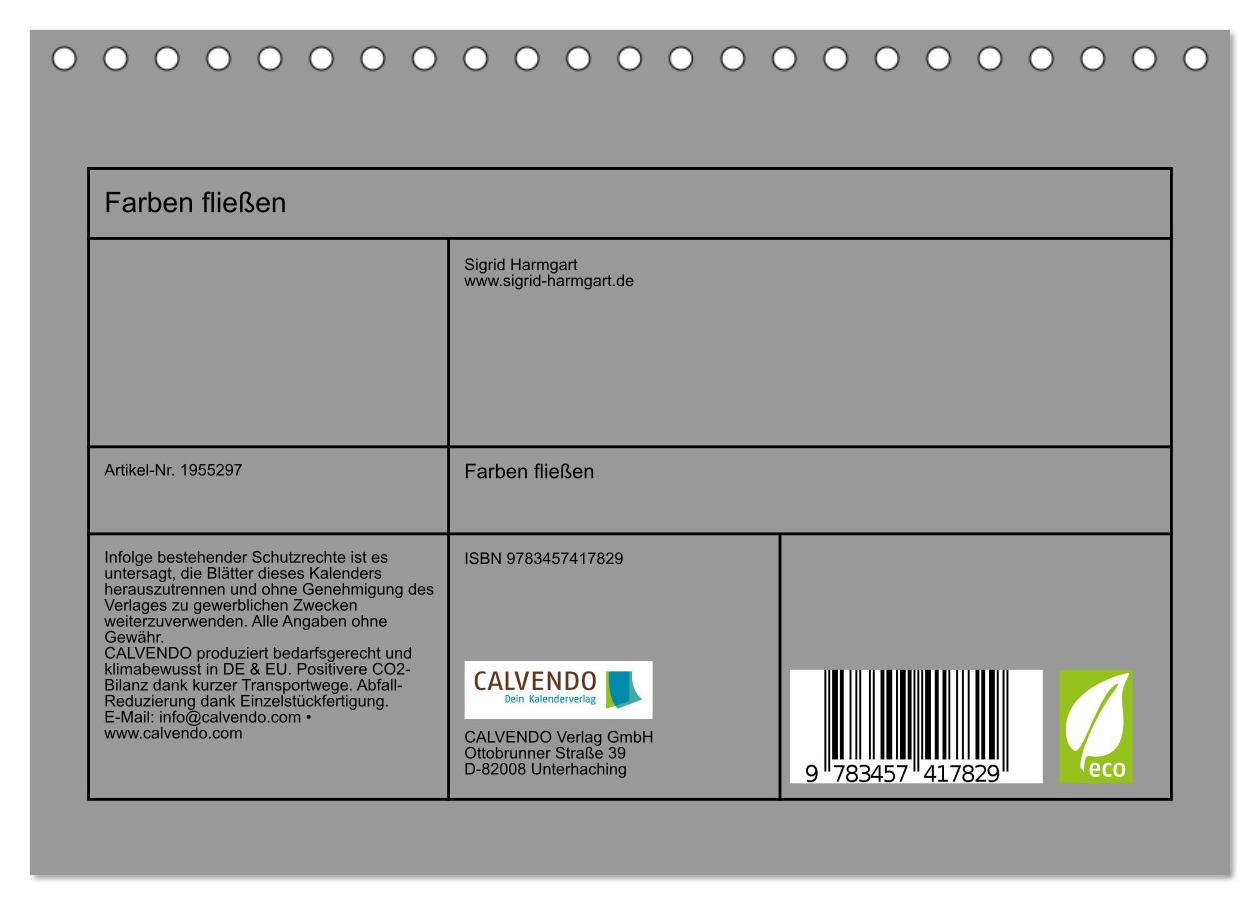 Beispielinhalt (Bild) Farben fließen (Tischkalender 2026 DIN A5 quer), CALVENDO Monatskalender