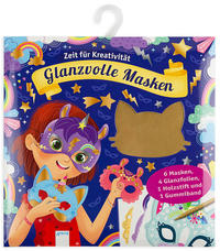 Vorderes Coverbild Krickel-Kratz-Malbilder. Glanzvolle Masken (6 Masken, 4 Glanzfolien, ein Holzstift und ein Gummiband)