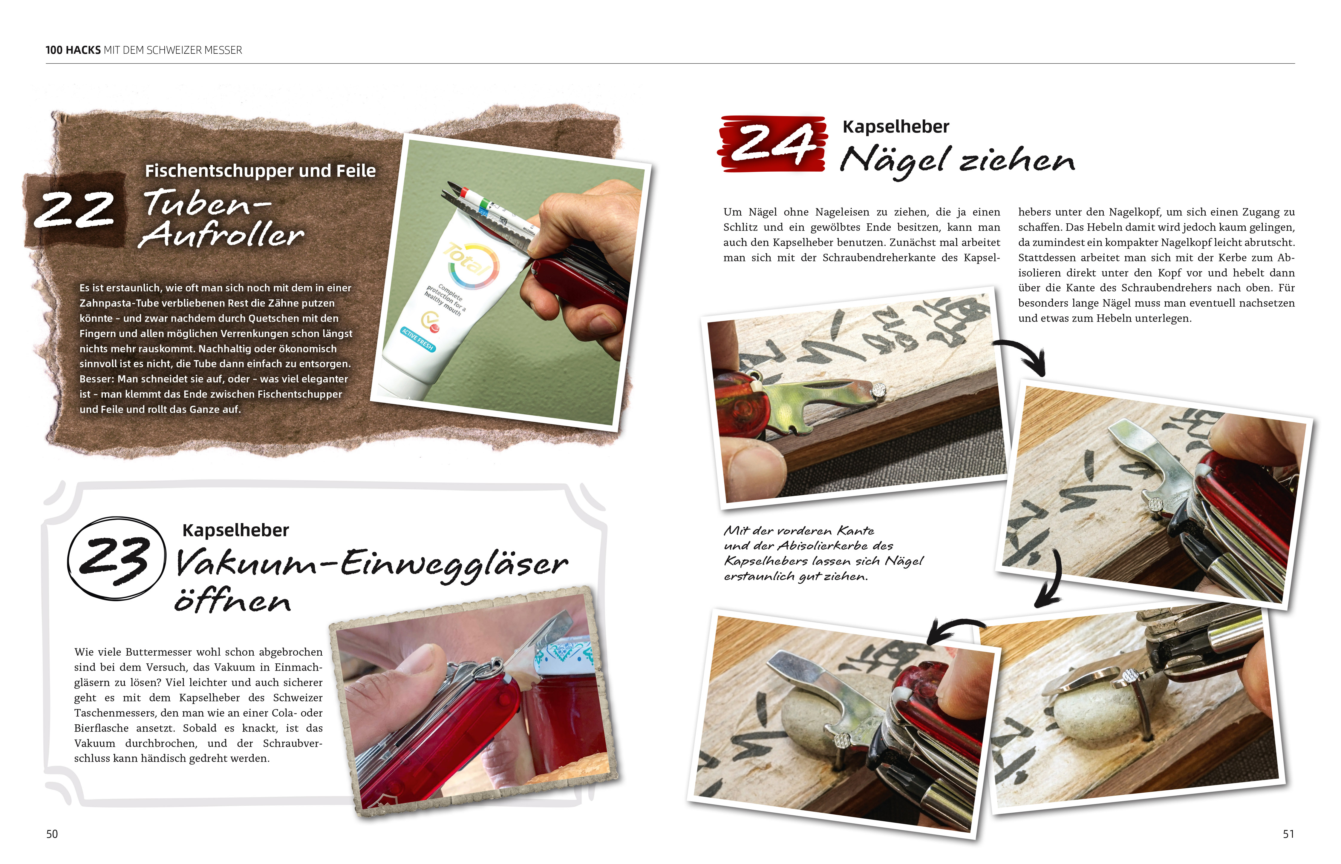 Beispielinhalt (Bild) 100 Hacks mit dem Schweizer Messer