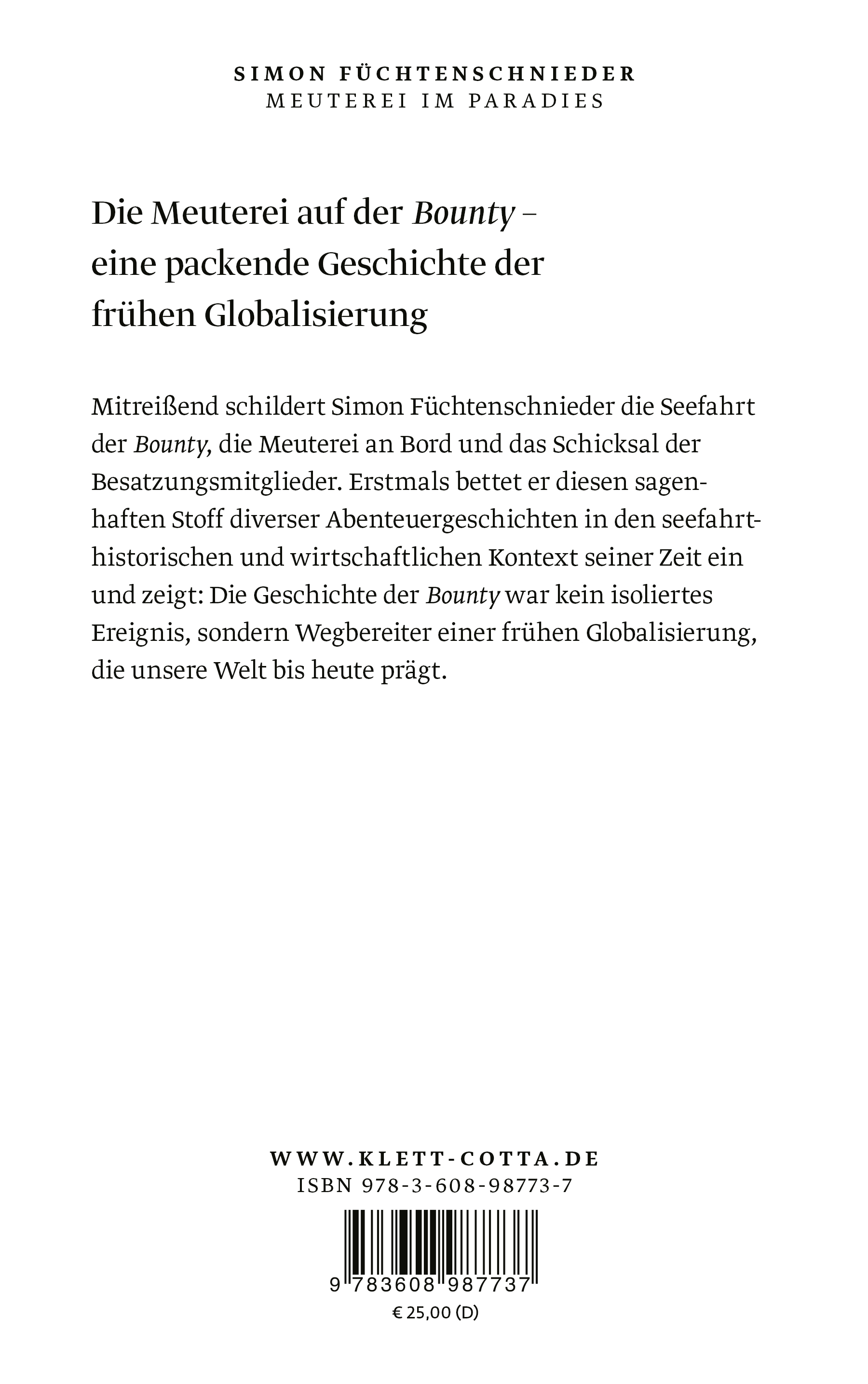 Rückseitencover Meuterei im Paradies
