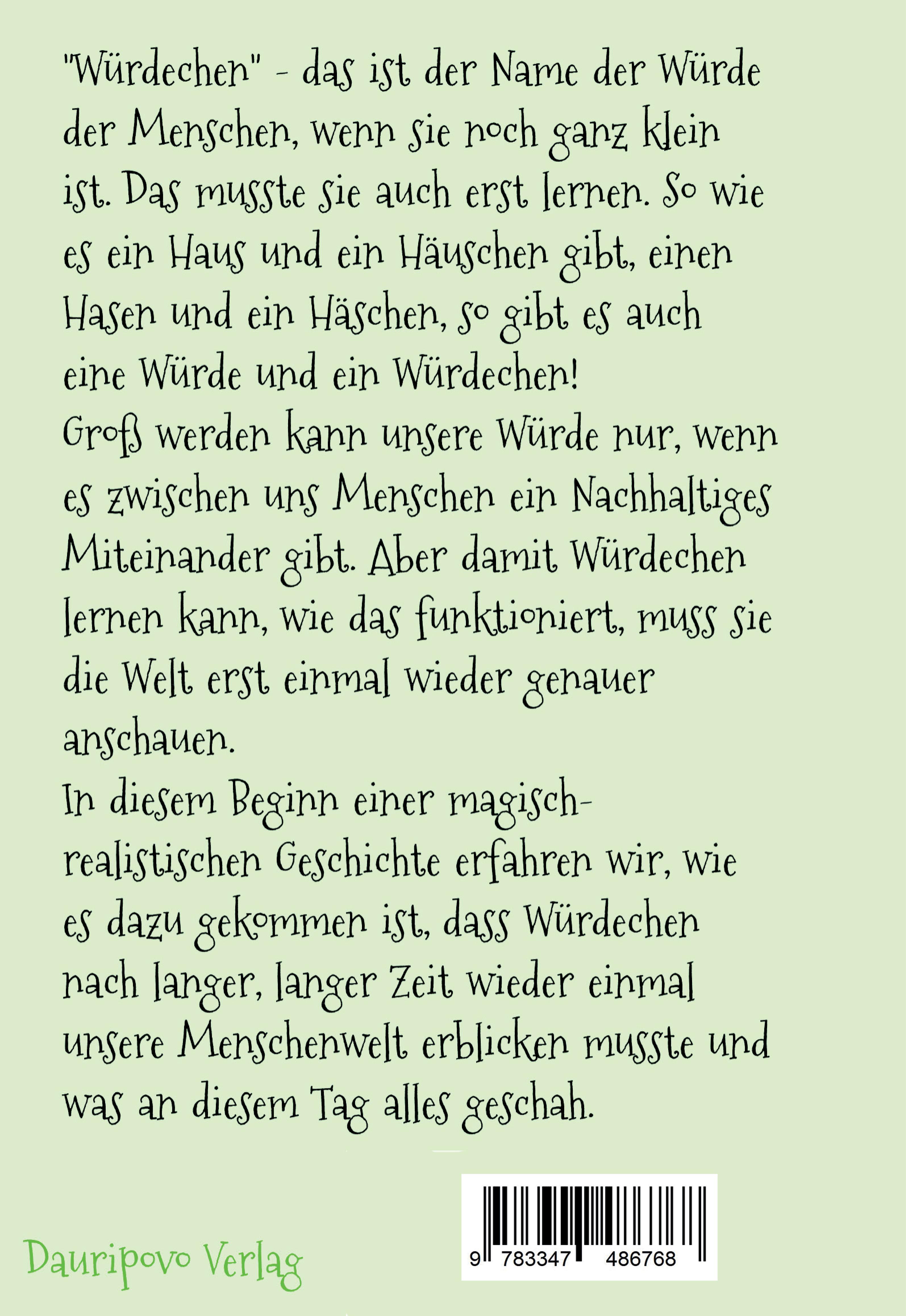 Rückseitencover Der Tag, an dem Würdechen die Welt erblickte