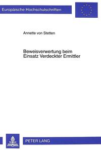 Vorderes Coverbild Beweisverwertung beim Einsatz Verdeckter Ermittler
