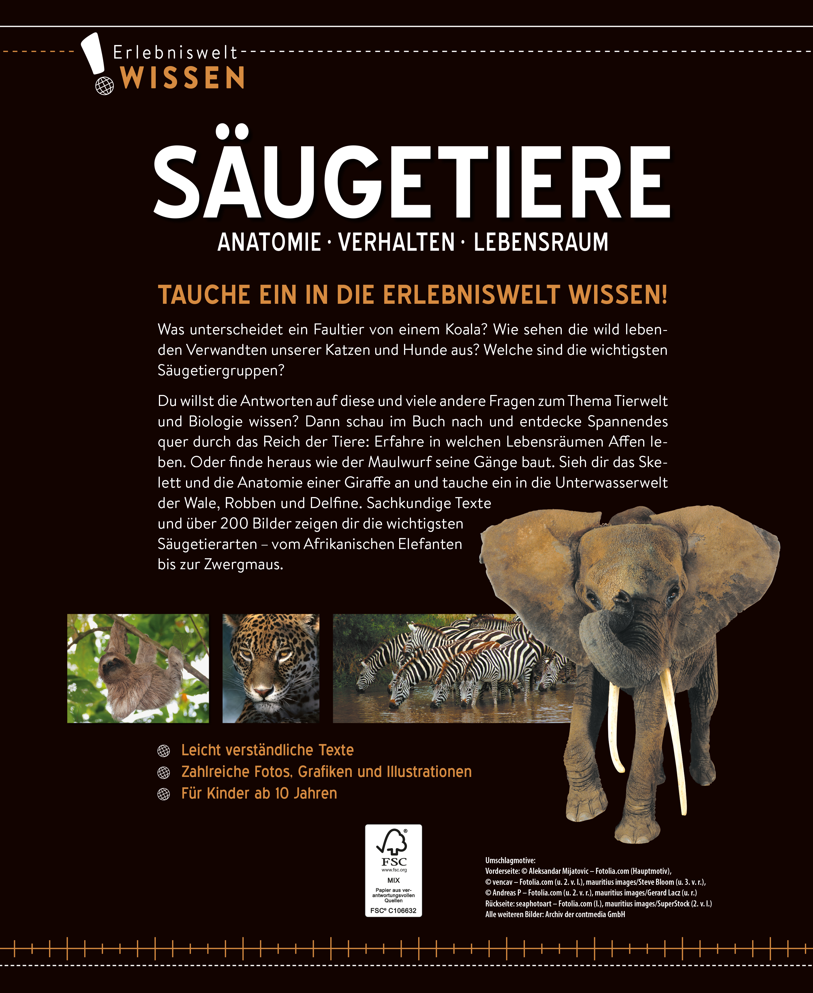 Rückseitencover Erlebniswelt Wissen Säugetiere