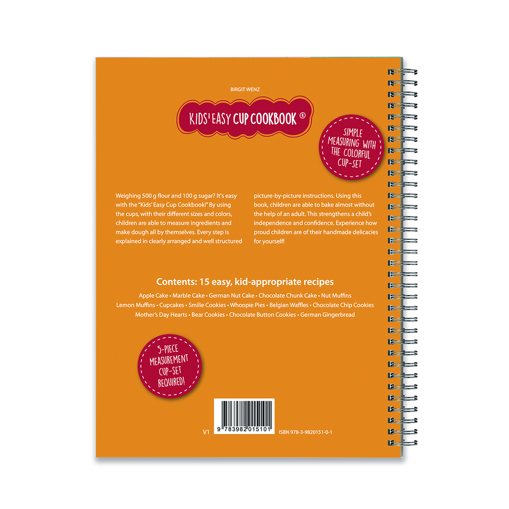 Rückseitencover Kids Easy Cup Cookbook: Baking with Kids (Part 1), Baking box set incl. 5 colorful measuring cups