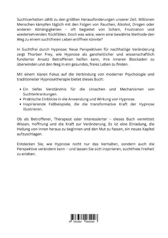 Rückseitencover Suchtfrei durch Hypnose
