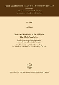 Vorderes Coverbild Ältere Arbeitnehmer in der Industrie Nordrhein-Westfalens