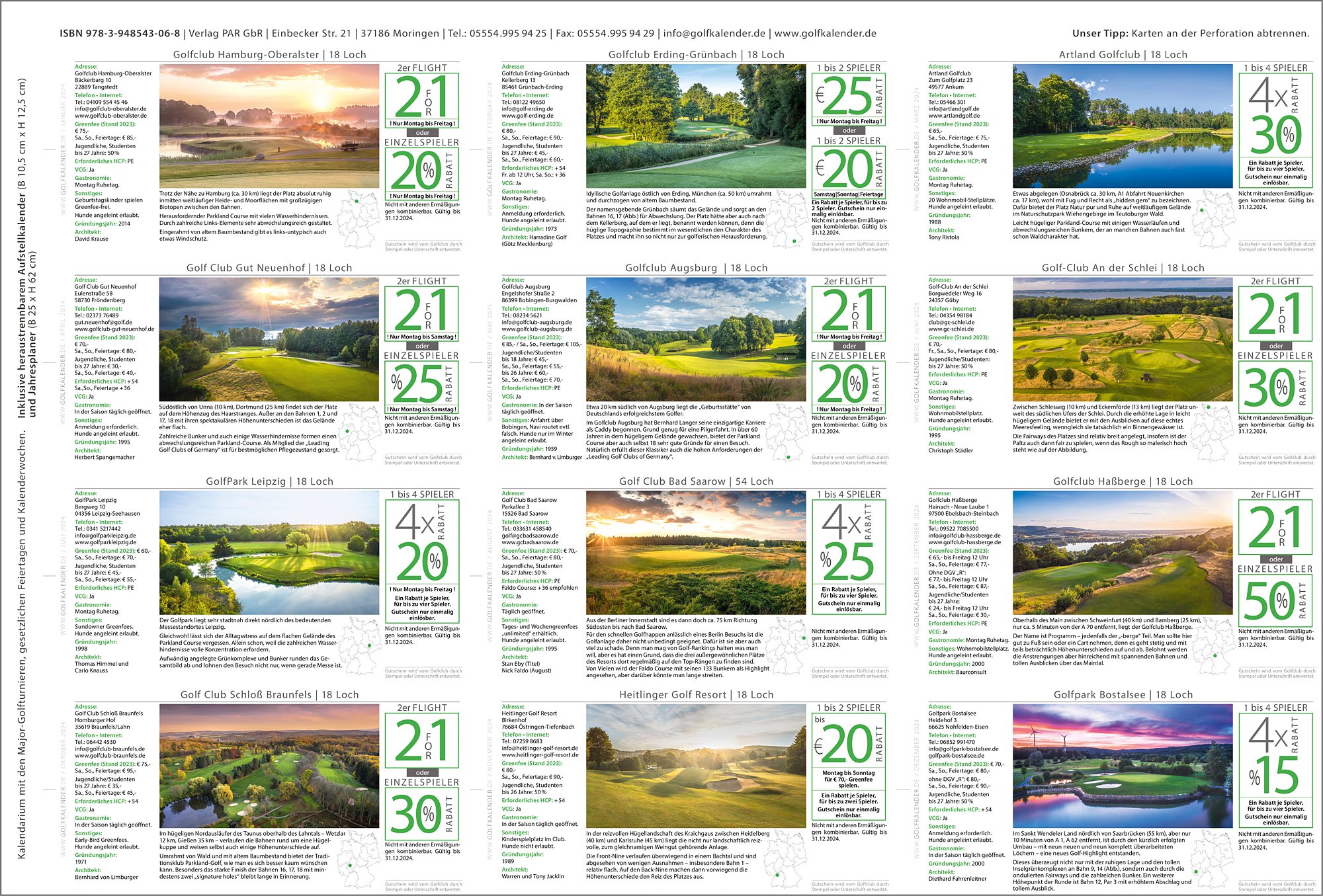 Rückseitencover Golfkalender 2024
