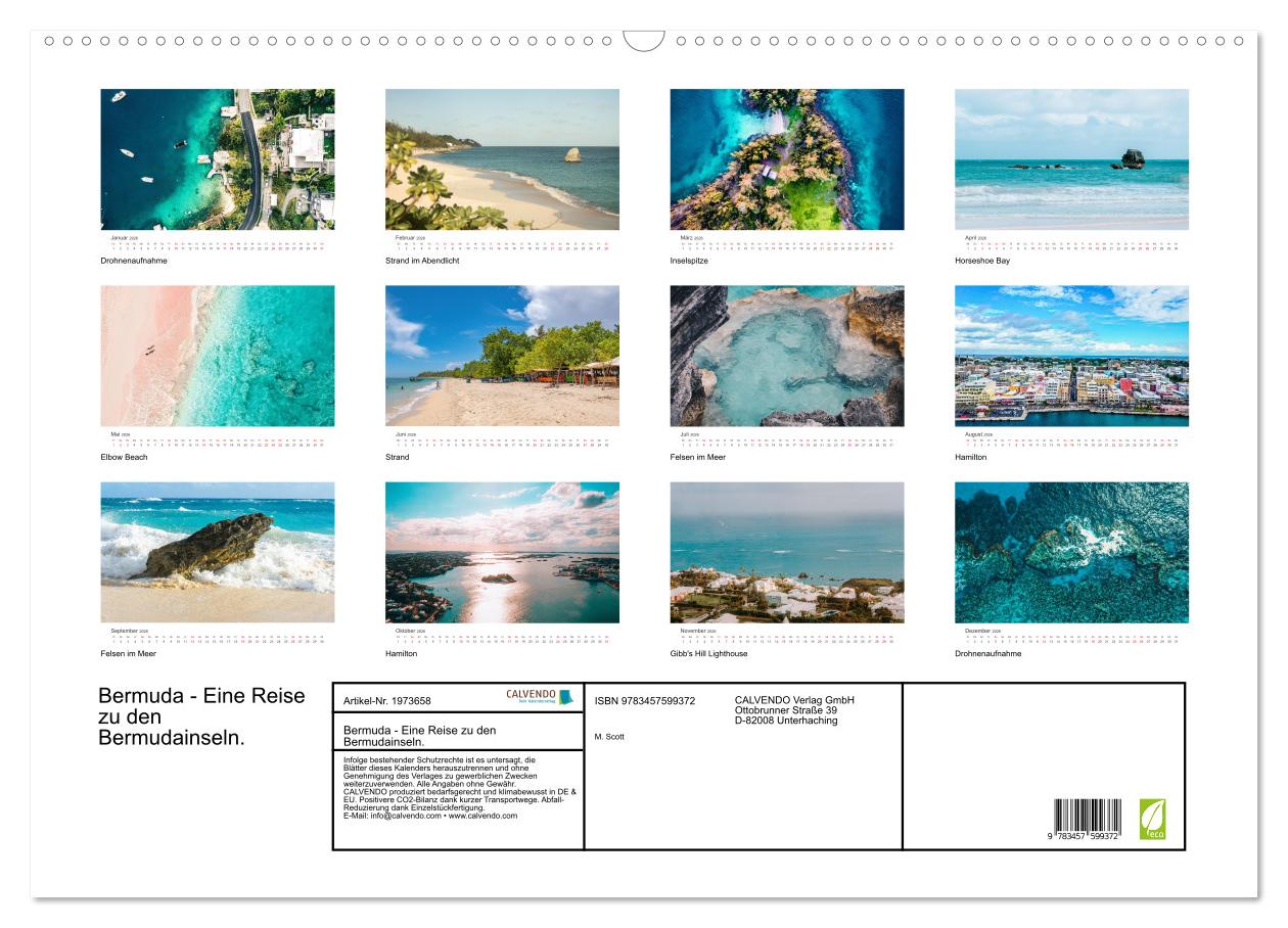 Beispielinhalt (Bild) Bermuda - Eine Reise zu den Bermudainseln. (Wandkalender 2026 DIN A2 quer), CALVENDO Monatskalender