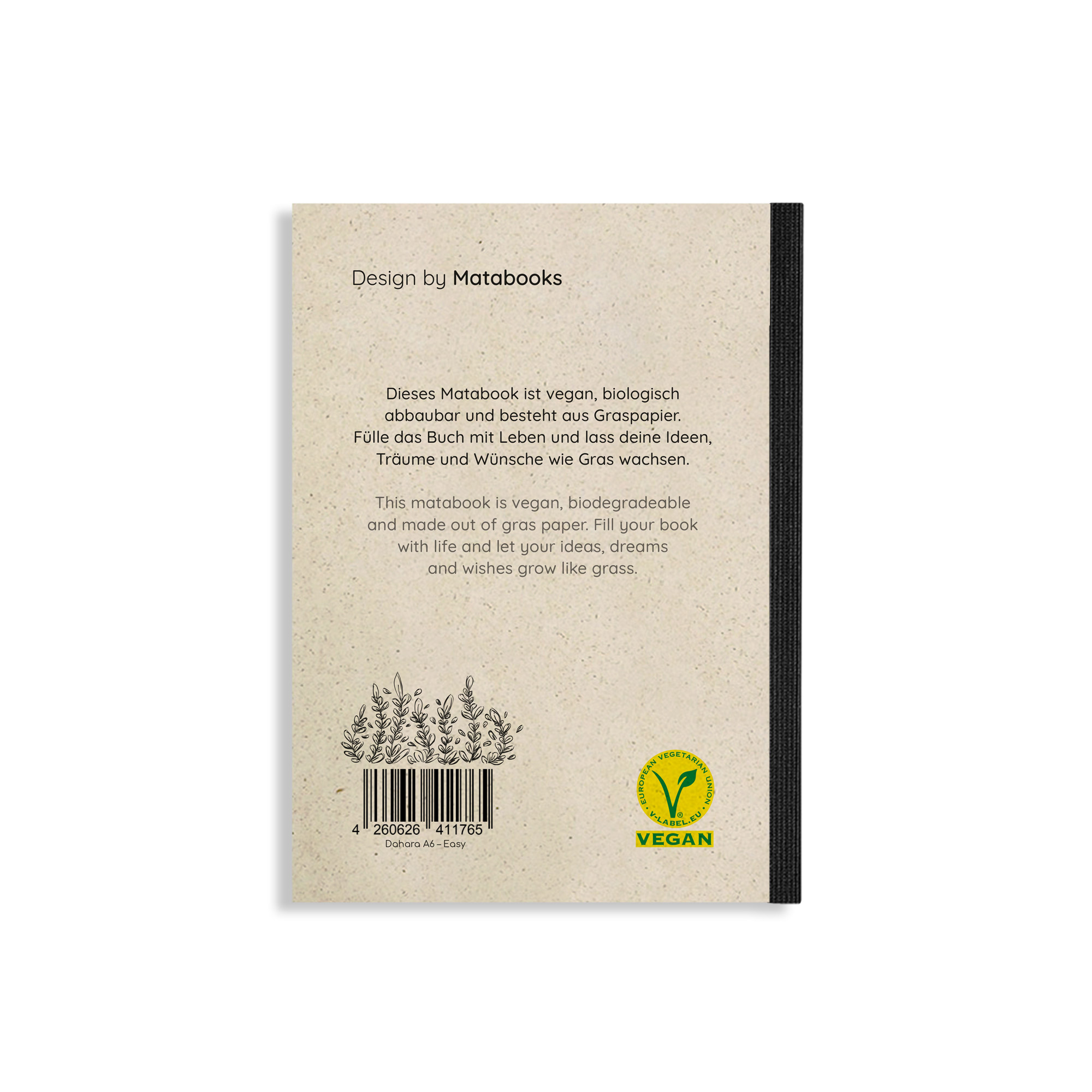 Rückseitencover matabooks - Steifbroschur Dahara A6 „Easy"