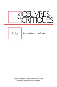 Vorderes Coverbild OEUVRES & CRITIQUES, XLI, 2 (2016)