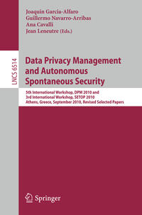 Vorderes Coverbild Data Privacy Management and Autonomous Spontaneous Security