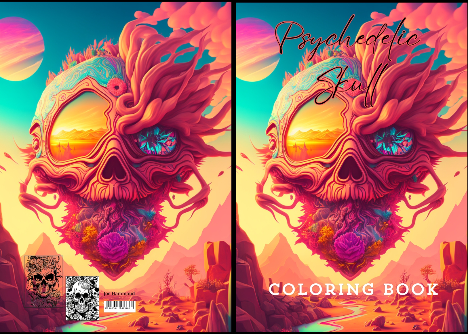 Gesamtes Coverbild Psychedelic Skull Coloring Book
