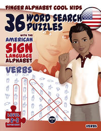 Vorderes Coverbild 36 Word Search Puzzles With The American Sign Language Alphabet – Verbs