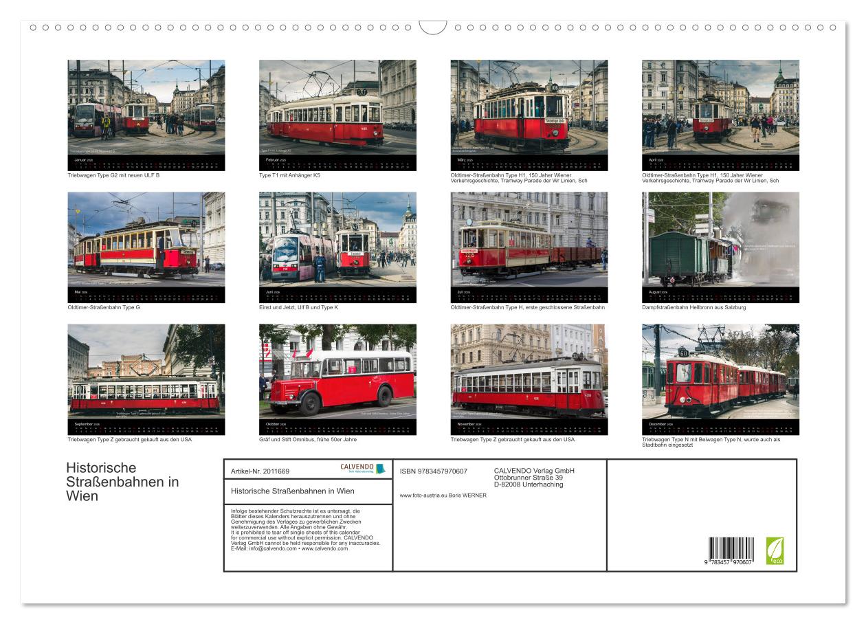 Beispielinhalt (Bild) Historische Straßenbahnen in Wien (Wandkalender 2026 DIN A2 quer), CALVENDO Monatskalender