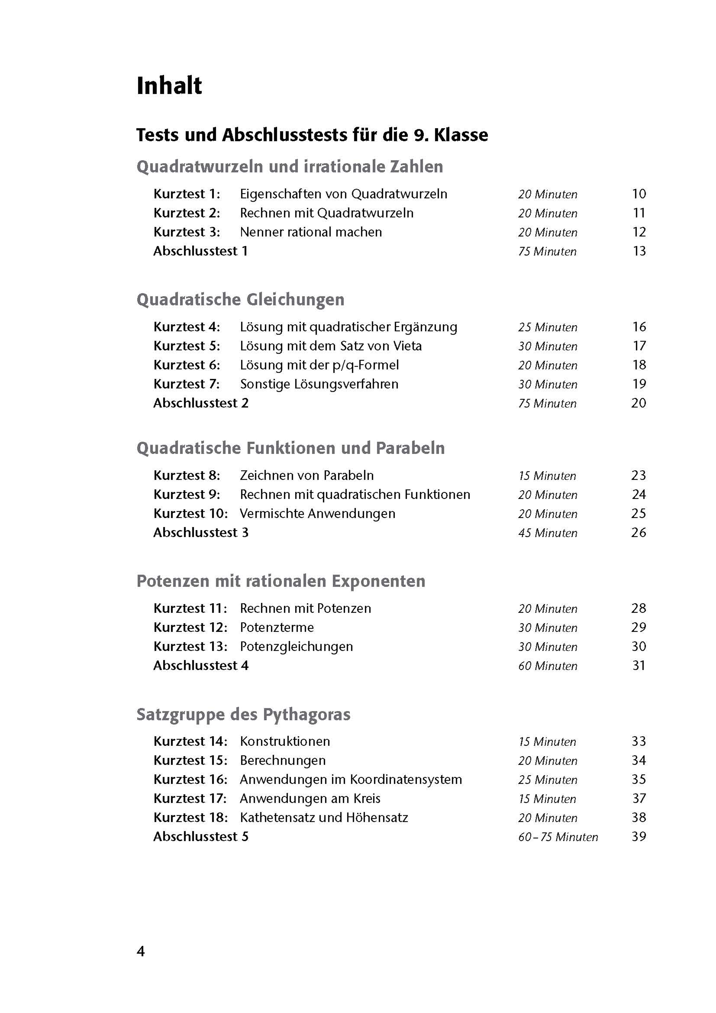 Beispielinhalt (Bild) Fit in Test und Klassenarbeit – Mathematik 9./10. Klasse Gymnasium