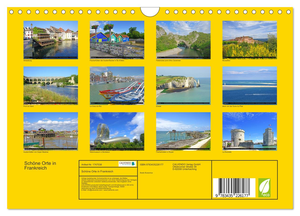 Beispielinhalt (Bild) Schöne Orte in Frankreich (Wandkalender 2025 DIN A4 quer), CALVENDO Monatskalender