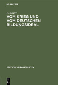 Vorderes Coverbild Vom Krieg und vom deutschen Bildungsideal