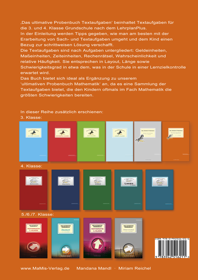 Rückseitencover Das ultimative Probenbuch Textaufgaben 3./4. Klasse