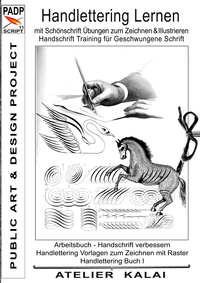 Vorderes Coverbild PADP-Script 11: Handlettering lernen mit Schönschrift Übungen zum Zeichnen & Illustrieren - Handschrift Training für Geschwungene Schrift