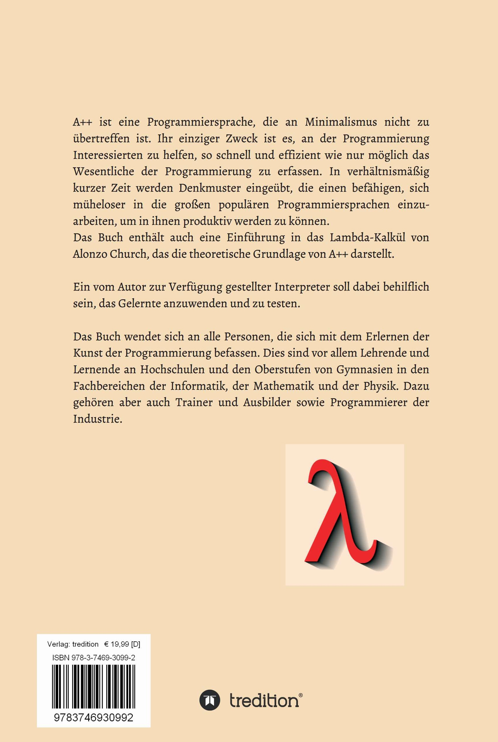Rückseitencover A++ Die kleinste Programmiersprache der Welt