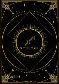 Vorderes Coverbild Edles Notizbuch Sternzeichen Schütze | Designed by Alfred Herler