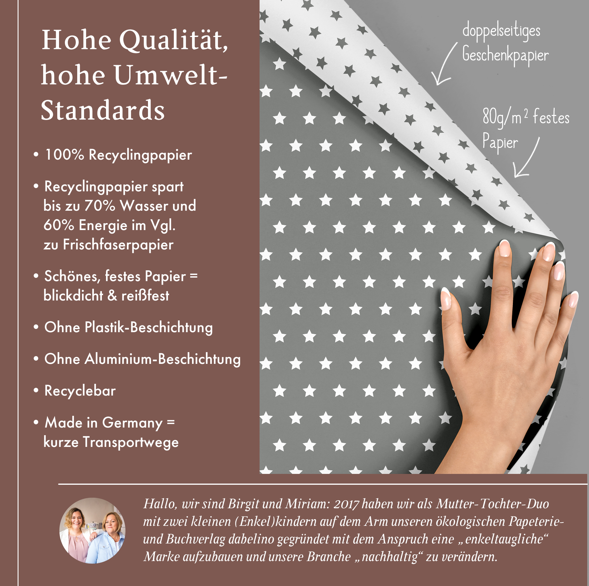 Beispielinhalt (Bild) Geschenkpapier-Set Sterne (grau, weiß)