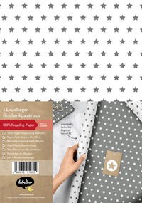 Vorderes Coverbild Geschenkpapier-Set Sterne (grau, weiß)