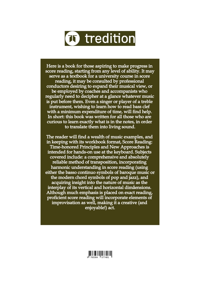 Rückseitencover Score Reading: Time-honored Principles and New Approaches