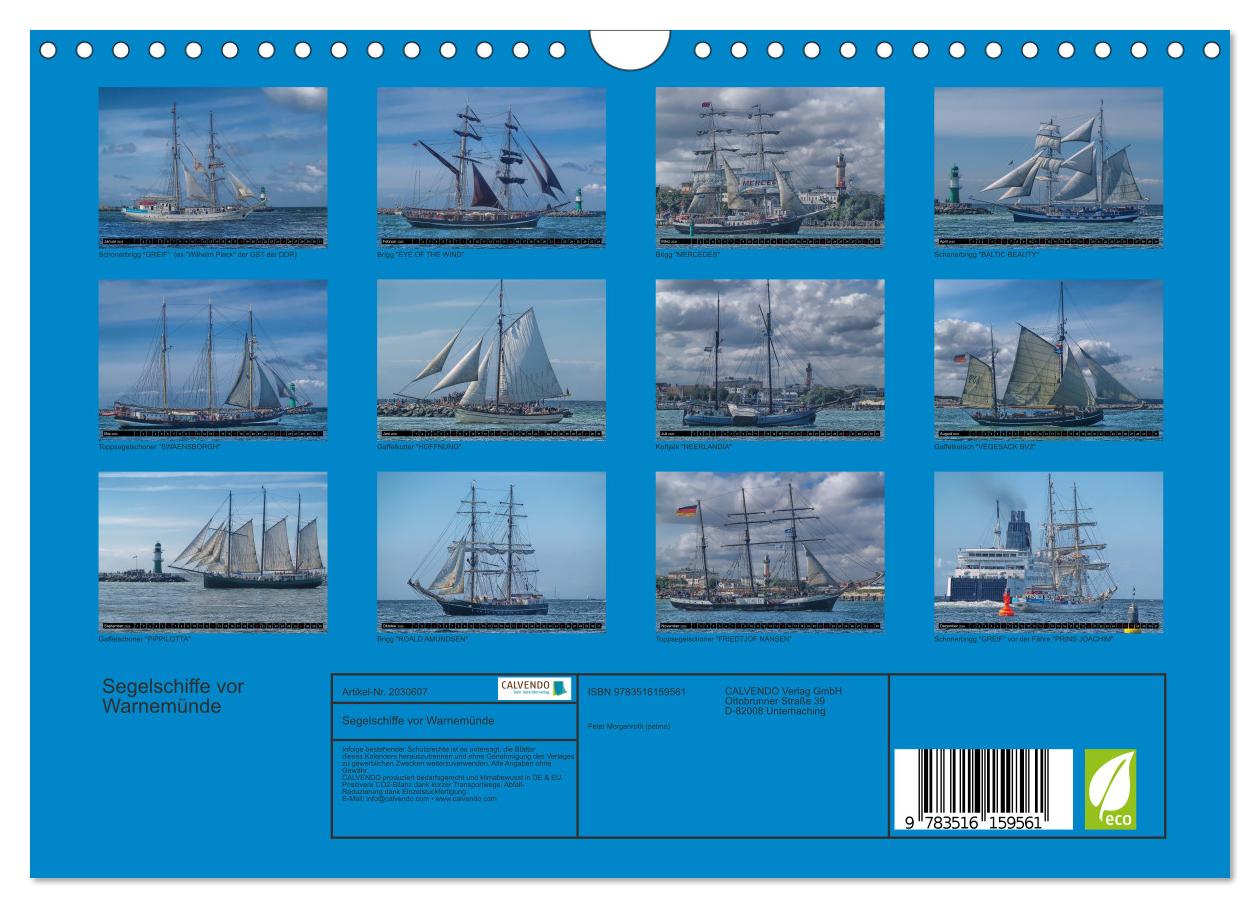 Beispielinhalt (Bild) Segelschiffe vor Warnemünde (Wandkalender 2026 DIN A4 quer), CALVENDO Monatskalender