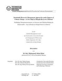 Vorderes Coverbild Sustainable Reservoir Management Approaches under Impacts of Climate Change - A Case Study of Mangla Reservoir, Pakistan
