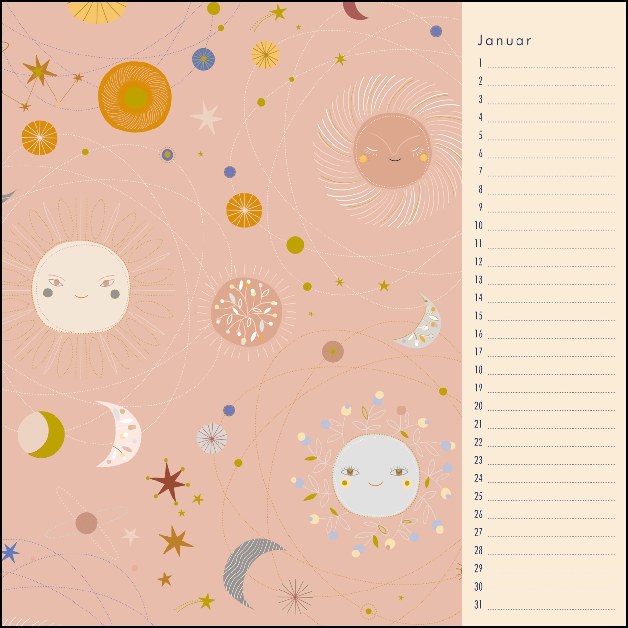 Beispielinhalt (Bild) Immerwährender Geburtstagskalender – Little Cosmos – Turnowsky – Quadrat-Format 24 x 24 cm