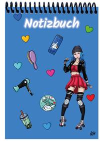 Vorderes Coverbild A 5 Notizblock Manga Enora, blau, blanko