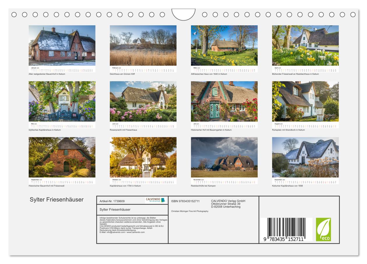 Beispielinhalt (Bild) Sylter Friesenhäuser (Wandkalender 2025 DIN A4 quer), CALVENDO Monatskalender