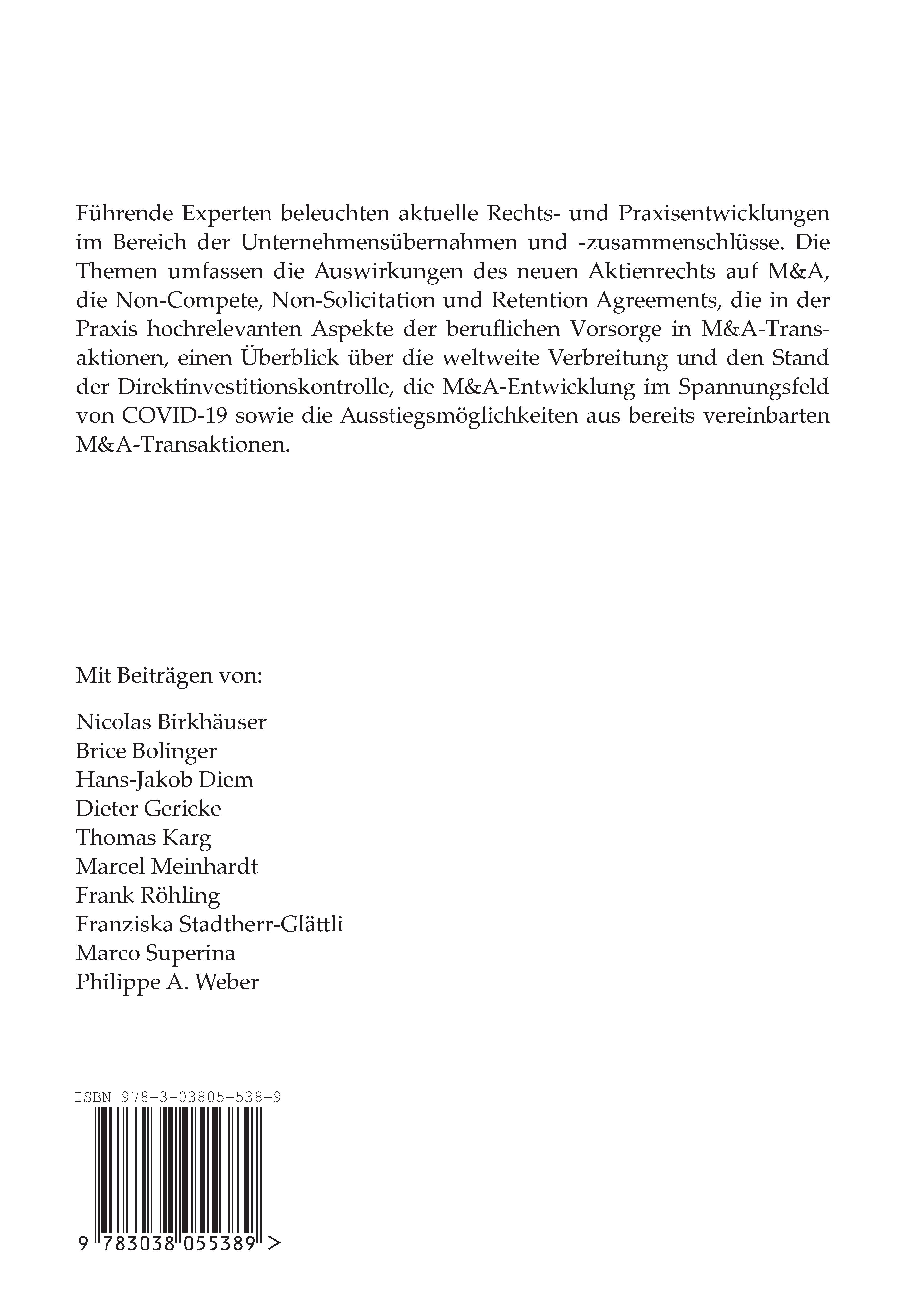 Rückseitencover Mergers & Acquisitions in Recht und Praxis