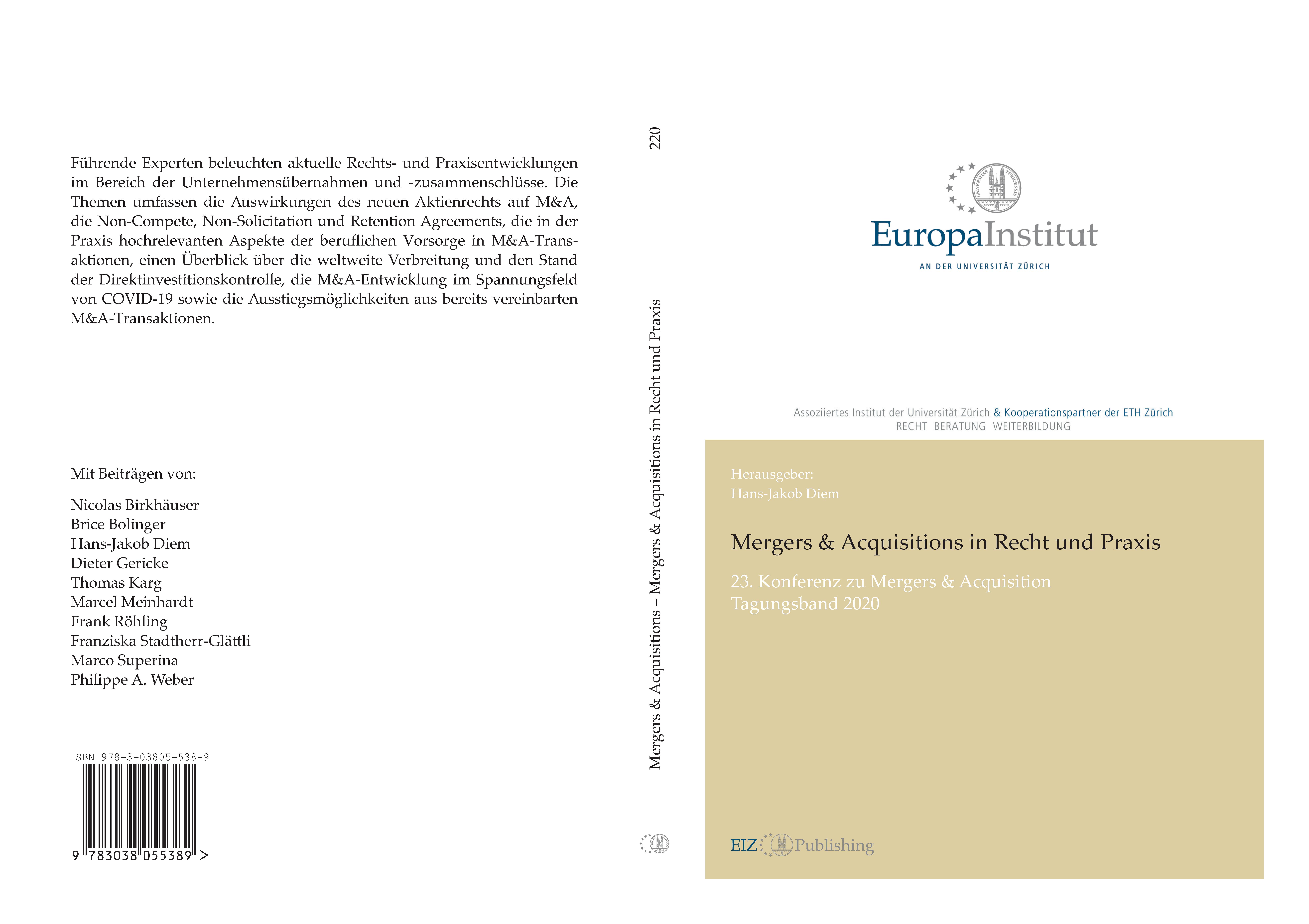 Gesamtes Coverbild Mergers & Acquisitions in Recht und Praxis