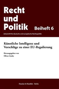 Vorderes Coverbild Künstliche Intelligenz und Vorschläge zu einer EU-Regulierung.