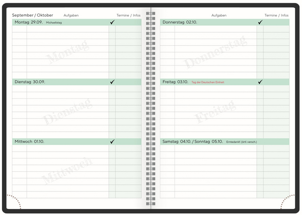 Beispielinhalt (Bild) Schülerkalender Schlaf 2025/2026