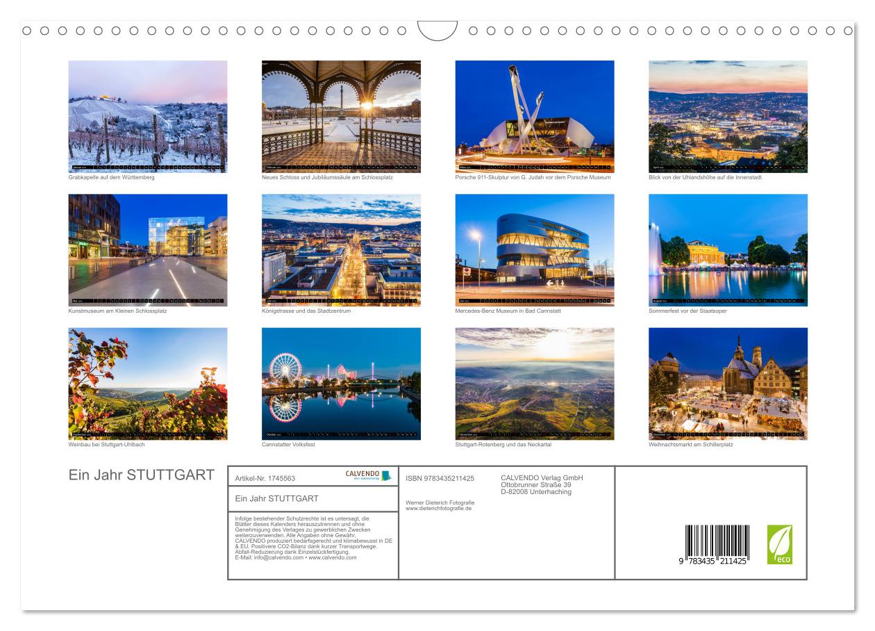Beispielinhalt (Bild) Ein Jahr STUTTGART (Wandkalender 2025 DIN A3 quer), CALVENDO Monatskalender